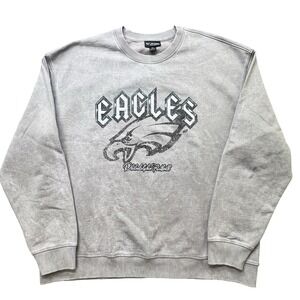 Philadelphia Eagles The Wild Collective XL Distressed Crewneck Sweatshirt Gray